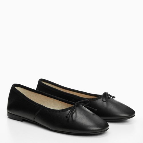 Black Leather Ballet Flats - Mango - Modalova