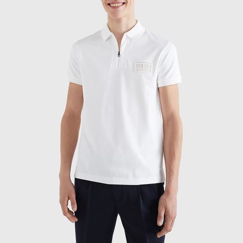 White Zip Cotton Polo Shirt - Tommy Hilfiger - Modalova