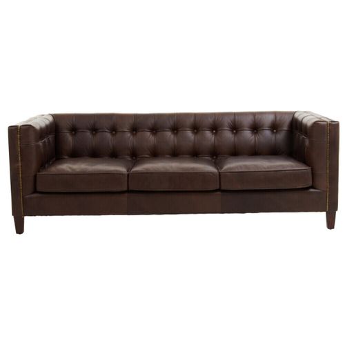 King Three Seater Tufted Back Leather Sofa - Size One Size - Premier Housewares - Modalova