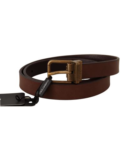 Men's Genuine Leather Belt with Gold Buckle by - Size 85 - Dolce & Gabbana - Modalova