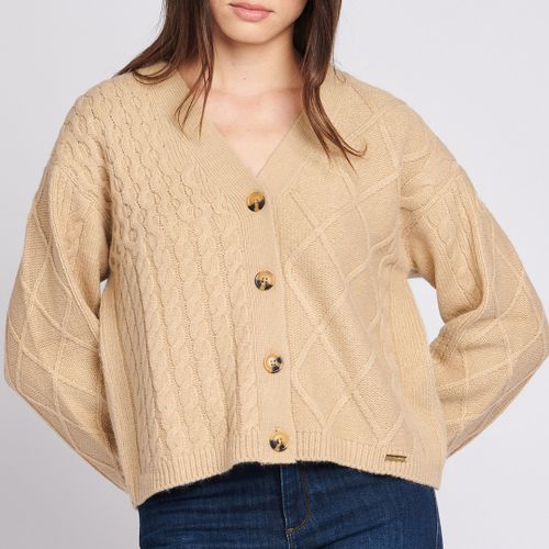 Camel V-Neck Cable Knit Cardigan - U.S. Polo Assn. - Modalova