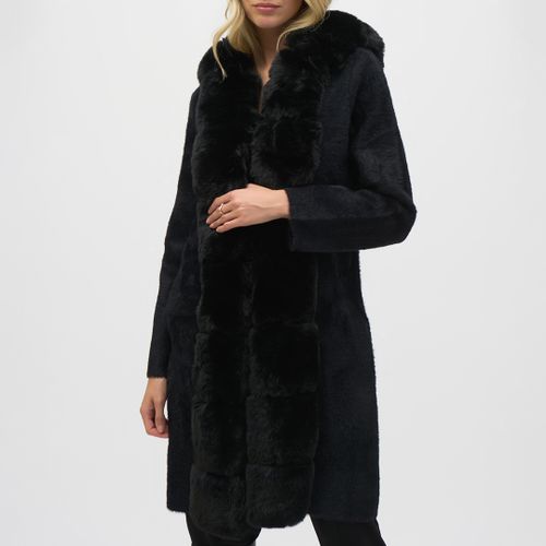 Black Faux Fur Hooded Coat - Joseph Ribkoff - Modalova