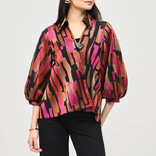 Black/Pink Printed Overlap Blouse - Joseph Ribkoff - Modalova