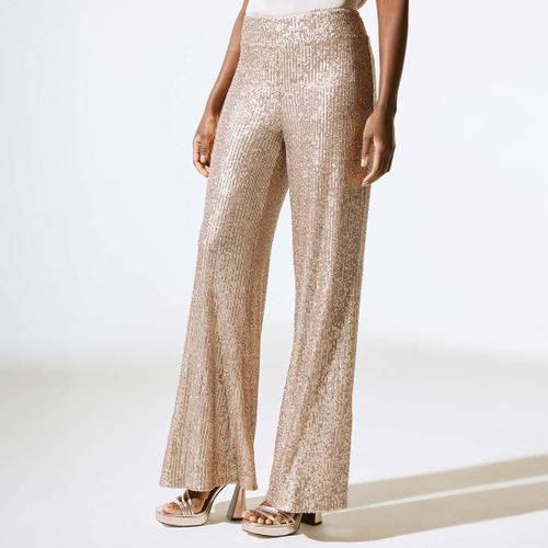 Gold Sequin Flare Leg Trousers - Joseph Ribkoff - Modalova