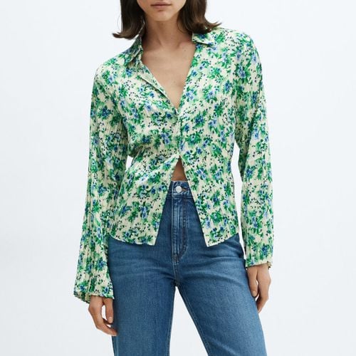 Off White Printed Shirred Blouse - Mango - Modalova