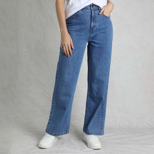 Mid Blue Wide Leg Denim Jean - Weird Fish - Modalova