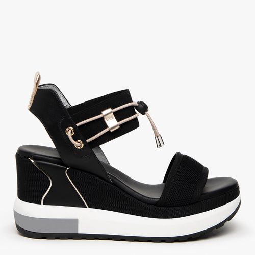 Black Leather Wedge Sandals - NeroGiardini - Modalova