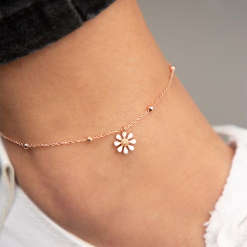 Sterling Silver White Anklet - Elika - Modalova