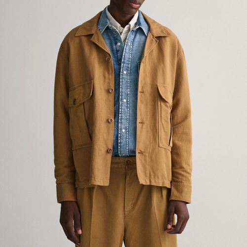 Camel Utility Buttoned Overshirt - Gant - Modalova