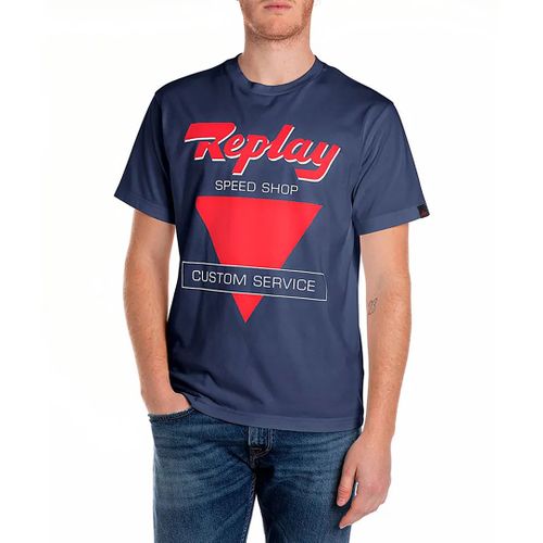 Blue Printed Logo T-Shirt - Replay - Modalova