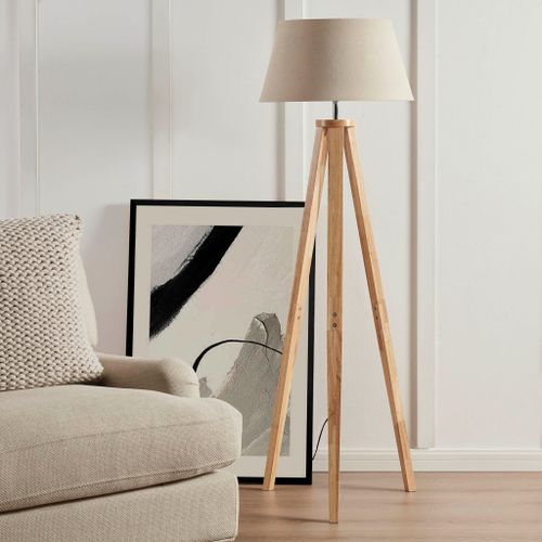 Wooden Tripod Floor Lamp - Natural - DUSK - Modalova