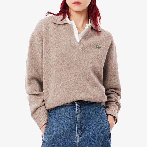 Brown Cashmere Polo Sweatshirt - Size 14 - Lacoste - Modalova