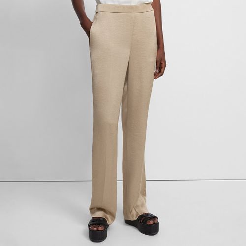 Camel High Waisted Straight Leg Trousers - Theory - Modalova