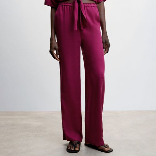 Fuchsia Satin Linen Blend Trousers - Mango - Modalova