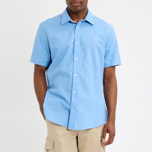 Blue Linen Blend Short Sleeve Shirt - Crew Clothing - Modalova