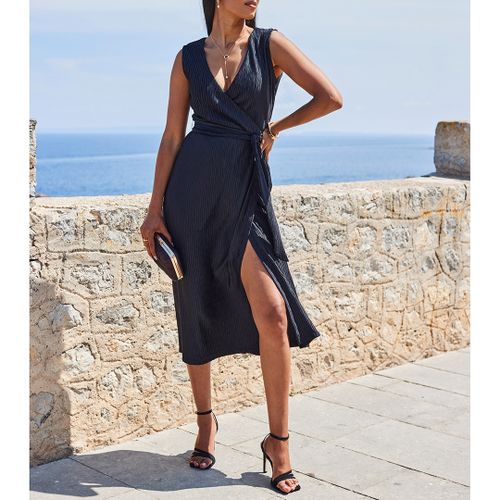 Plisse Sleeveless Wrap Midi Dress - SOSANDAR - Modalova