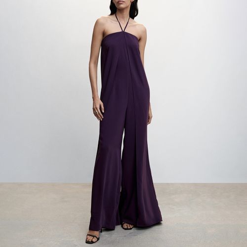 Purple Open Back Halter Jumpsuit - Mango - Modalova