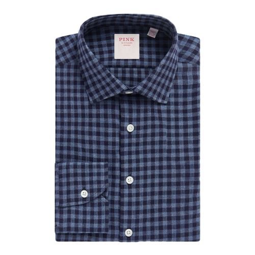 Herringbone Check Tailored Fit Cotton Shirt - Thomas Pink - Modalova