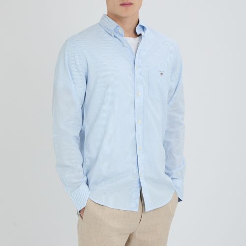 Blue Striped Poplin Cotton Shirt - Gant - Modalova