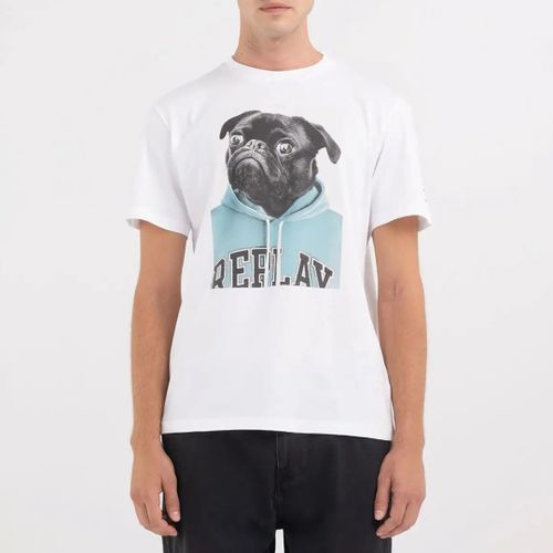 White Pug Logo Cotton T-Shirt - Replay - Modalova