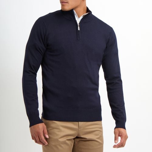 Navy Quarter Zip Jumper - Gianni Feraud - Modalova