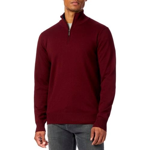 Burgundy Quarter Zip Jumper - Gianni Feraud - Modalova