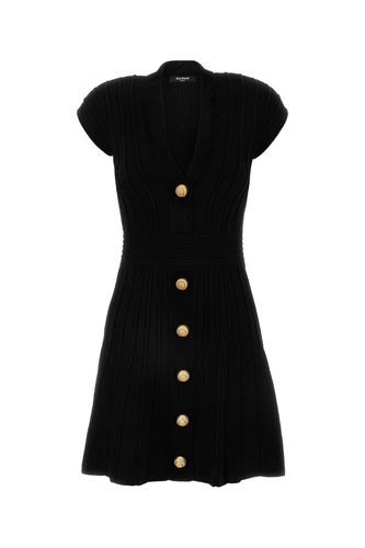 SS BTN V-NECK VELVET FLARE SHORT DRESS-36F Female - Balmain - Modalova