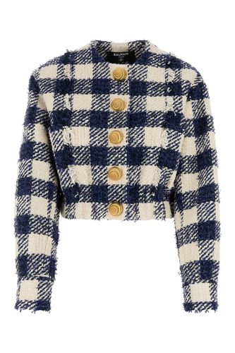 BUTTONED TWEED CROP BOMBER JACKET-36F Female - Balmain - Modalova