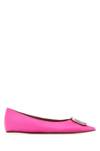 CAMELIA FLAT SATIN PINK WHITE BUCKL-38 Female - Amina Muaddi - Modalova