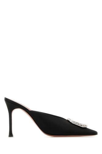 CAMELIA MULE 90 SATIN BLACK WHITE-36 Female - Amina Muaddi - Modalova