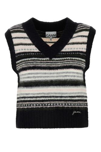 SOFT WOOL STRIPE VEST-M Female - Ganni - Modalova