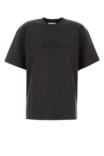 HEAVY COTTON DROP SHOULDER HEART T-SHIRT-XS Female - Ganni - Modalova