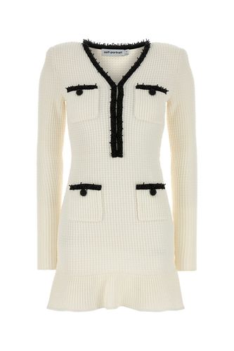 WHITE PEARL TRIM KNIT MINI DRESS-XS Female - Self Portrait - Modalova