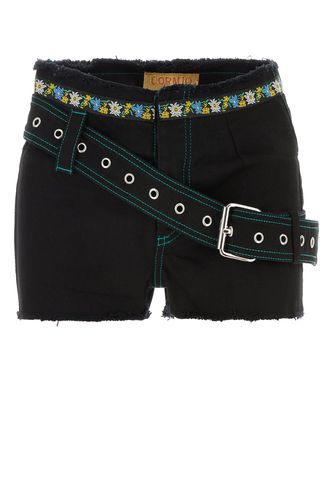 FITTED DENIM SHORTS WITH BELT AND BACK POCKETS-38 Female - Cormio - Modalova