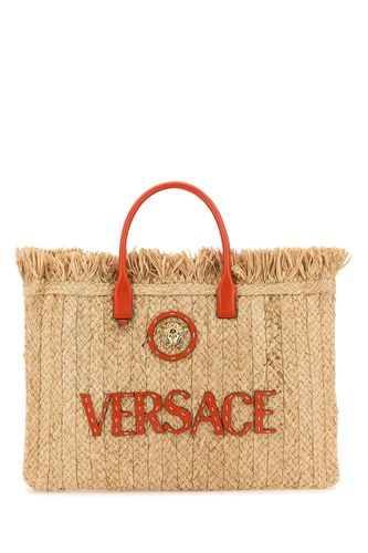 TOTE STRAW+CALF LEATHER-TU Female - Versace - Modalova