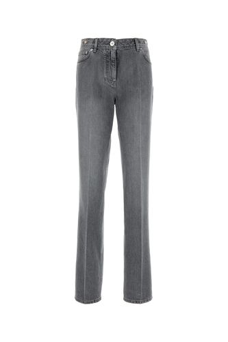 PANT DENIM STONE WASH GREY RAW CUT FIRM DENIM FABR-27 Female - Versace - Modalova