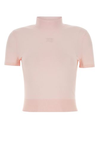 SHORT SLEEVE MOCK NECK TOP WITH EMBOSSED LOGO-M Female - T By Alexander Wang - Modalova