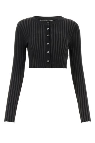 CROPPED RIBBED CREW NECK CARDIGAN W EMBOSSED LOGO-M Female - T By Alexander Wang - Modalova