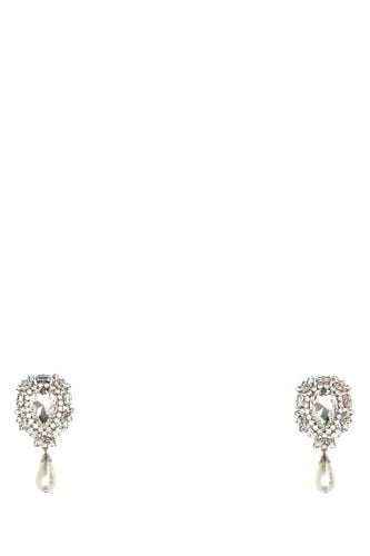 CRYSTAL EARRINGS WITH PEARL PENDANT-TU Female - Alessandra Rich - Modalova