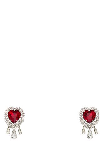 CRYSTAL HEART EARRINGS WITH DROPS-TU Female - Alessandra Rich - Modalova