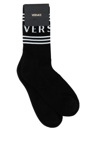 ATHLETIC SOCKS TWISTED COTTON+ LOGO+STRIPES-S Male - Versace - Modalova