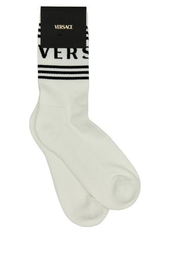 ATHLETIC SOCKS TWISTED COTTON+ LOGO+STRIPES-S Male - Versace - Modalova