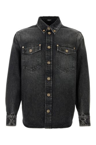 SHIRT DENIM STONE WASH BLACK DENIM FABRIC-48 Male - Versace - Modalova