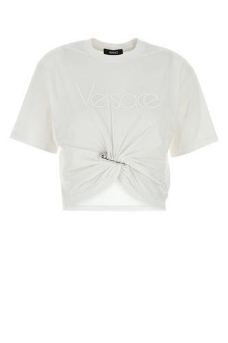 T-SHIRT LOGO EMBROIDERY COTTON JERSEY-38 Female - Versace - Modalova