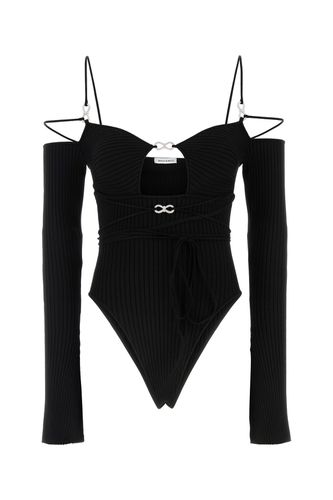 CUTOUT BODYSUIT WITH STRAPS AND CRYSTAL BOWS-L Female - Mach&mach - Modalova