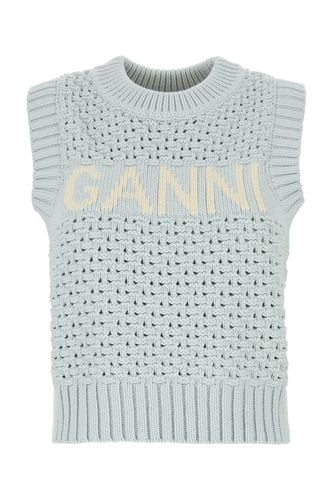 TEXTURED COTTON POINTELLE VEST-XS Female - Ganni - Modalova