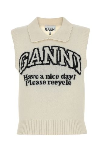 GRAPHIC WOOL MIX COLLAR VEST-XS Female - Ganni - Modalova