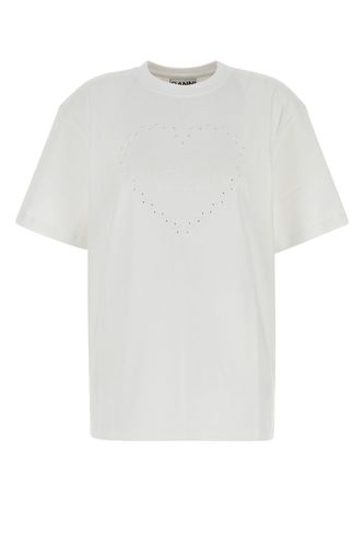 HEAVY COTTON DROP SHOULDER HEART T-SHIRT-XS Female - Ganni - Modalova