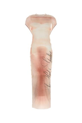 MESH LONG DRESS PRINTED "LE CLASSIQUE" WITH GATHER-XS Female - Jean Paul Gaultier - Modalova