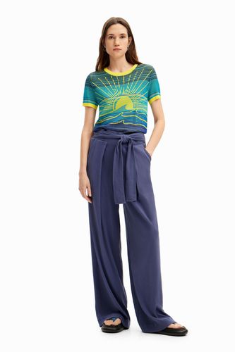 Wide-leg knit trousers - BLUE - L - Desigual - Modalova